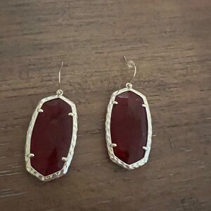 Kendra Scott Garnet Red Earrings with Gold Accents